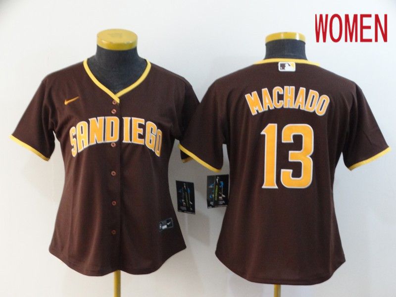 Women San Diego Padres 13 Machado brown Nike Game MLB Jerseys